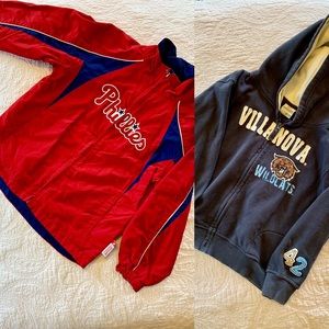 Sz7 Phillies windbreaker & Villanova zip-up hoodie